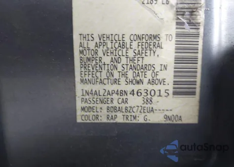 2011 Nissan Altima 2.5 S z USA, uszkodzony, nr VIN 1N4AL2AP4BN463015